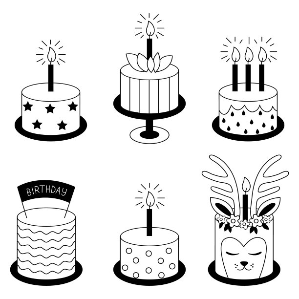 蛋糕生日线艺术无缝图案图片下载