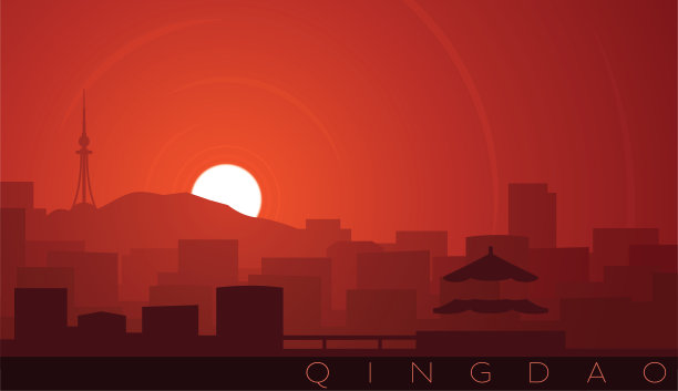 青岛低阳天际线场景图片下载