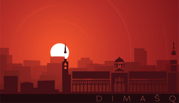 大马士革低太阳天际线场景图片下载