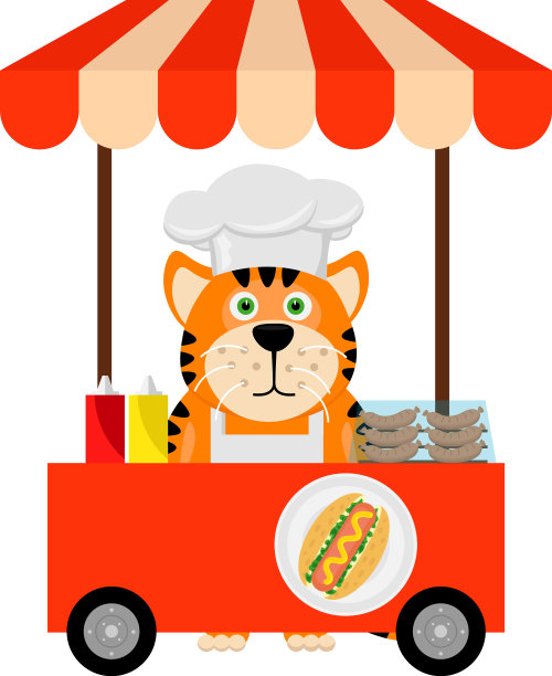 老虎卖热狗图片下载