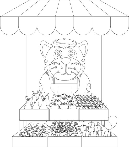 Tiger在一家商店卖水果和蔬菜图片下载