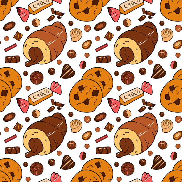 无缝图案与巧克力糖果的形象图片下载