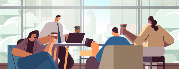 让不同种族的商人坐在咖啡桌旁图片下载