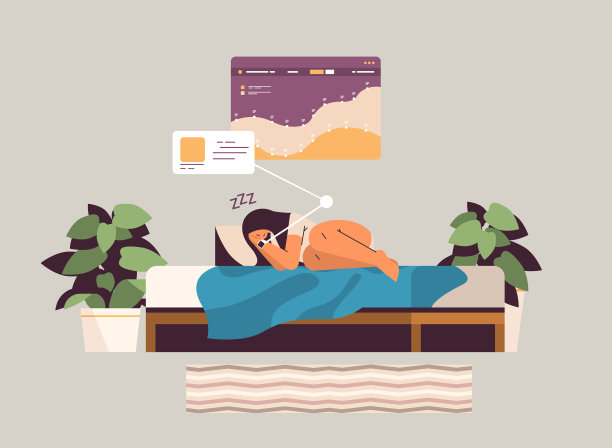 在床上睡觉的女人带着电子智能手表图片下载