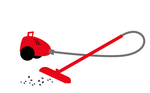 红色的小吸尘器在清理污垢图片下载