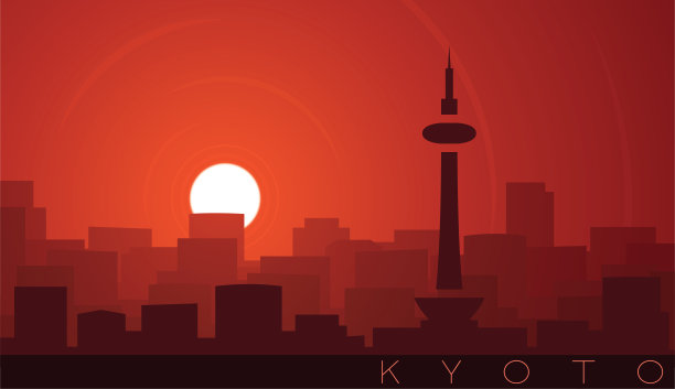 京都低太阳天际线场景图片下载