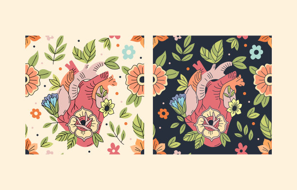 盛开的心无缝图案图片下载