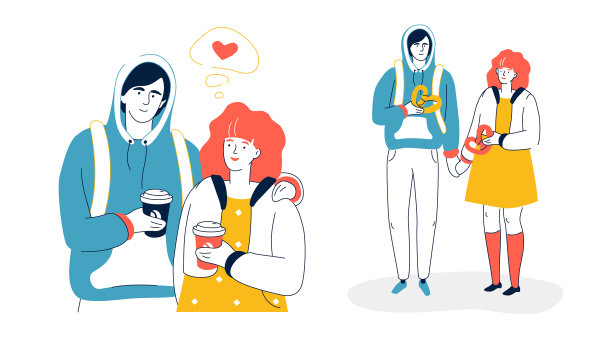 浪漫的约会——五彩缤纷的平面设计风格图片下载