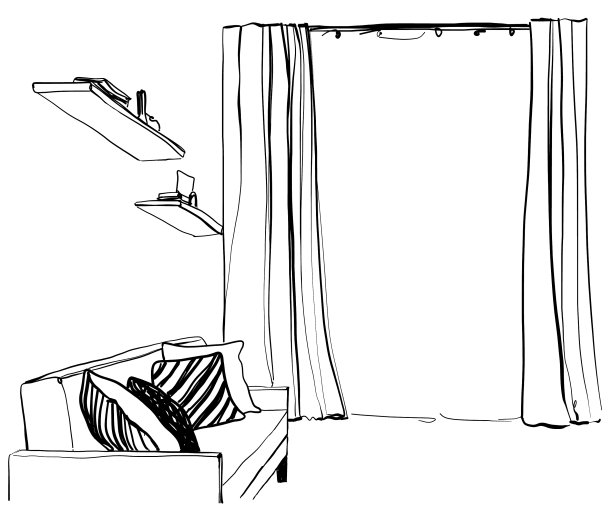 室内客厅沙发线条草图图片下载