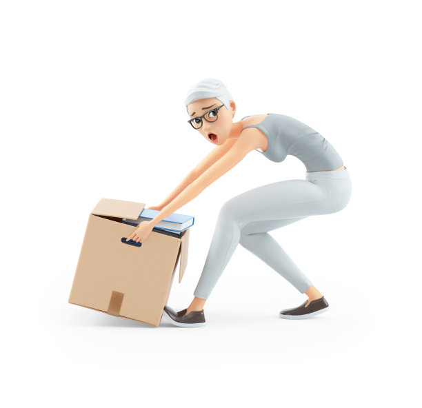 3d年长妇女举重箱子图片下载