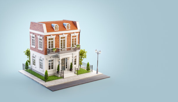 一个美丽的房子的不寻常的3d插图图片下载