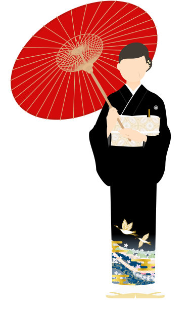 身穿和服的老妇人在伞下摆姿势图片下载