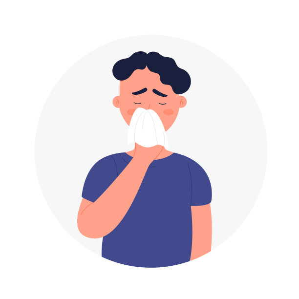 用纸巾擤鼻涕的男孩感冒了图片下载