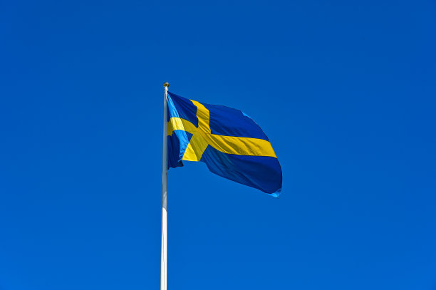 瑞典国旗，蓝色，黄色十字图片下载