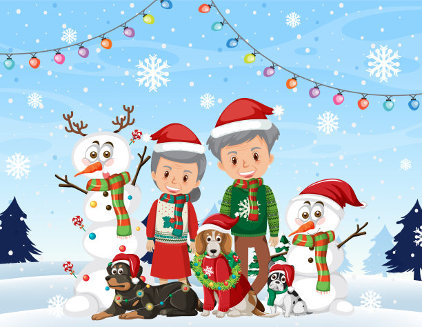 老夫妇庆祝圣诞节的冬天图片下载