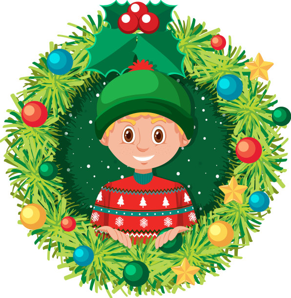 圣诞花圈边一个人在冬天图片下载