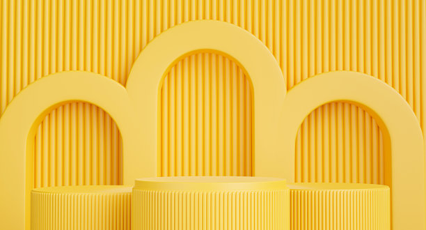 产品展示黄色平台3d渲染。图片下载