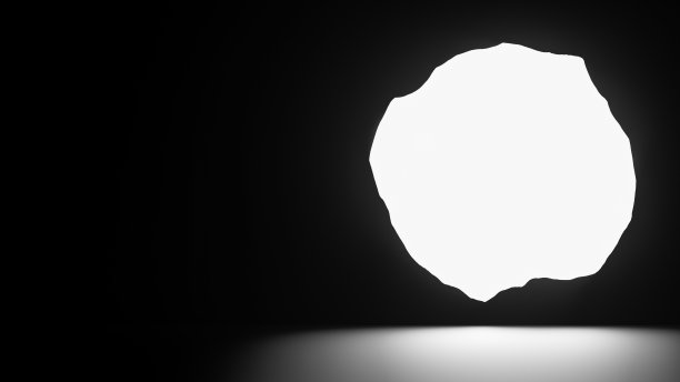 黑色墙壁上的白色明亮的洞，有空间作为背景。白洞亮字模板设计。3 d渲染。图片下载