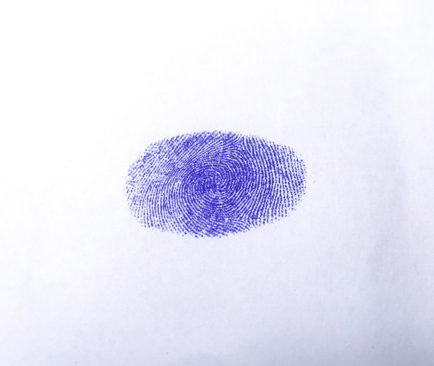 蓝色拇指印在白纸上图片下载