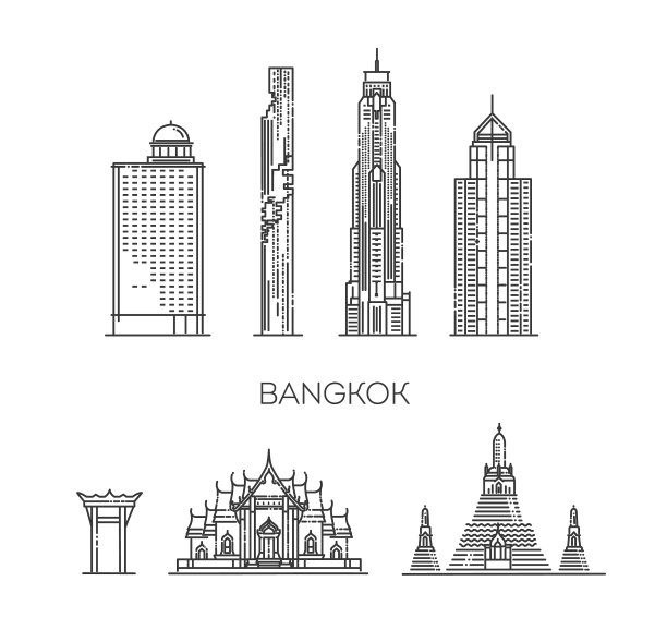 泰国曼谷线旅游天际线集图片下载
