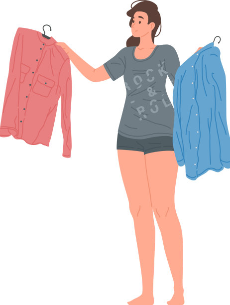 微笑的家庭妇女选择衬衫挂图片下载