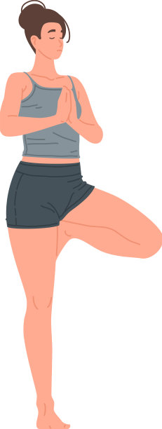 年轻女子练习瑜伽站在树的姿势图片下载