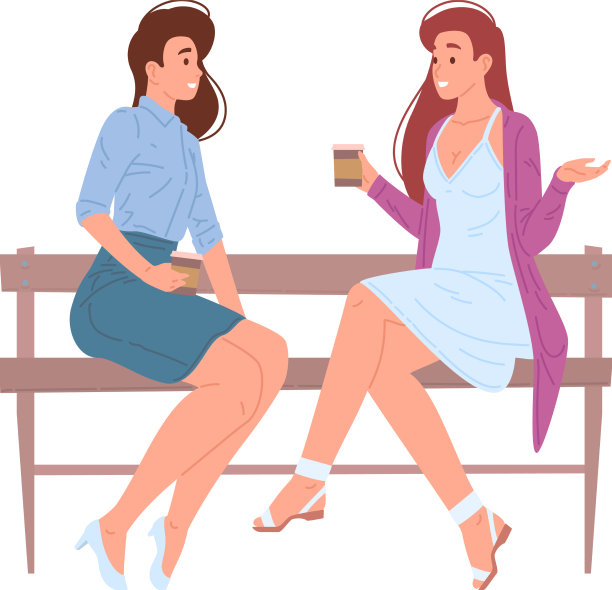 两个年轻的现代女性边喝咖啡边聊天图片下载