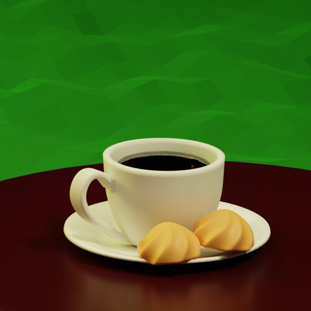 3d渲染咖啡和饼干图片下载
