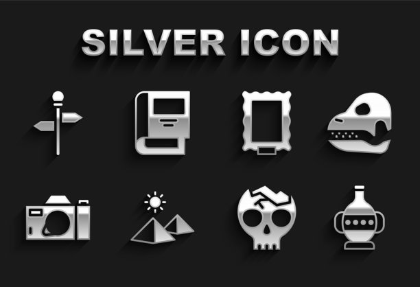 设置埃及金字塔恐龙头骨古代图片下载