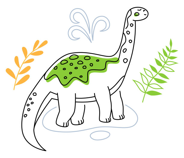 腕龙恐龙线设计风格图片下载