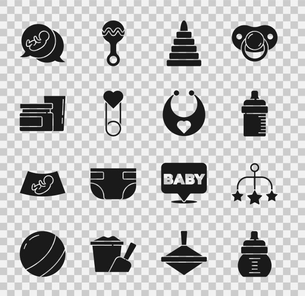 设置婴儿奶瓶婴儿床吊玩具金字塔图片下载