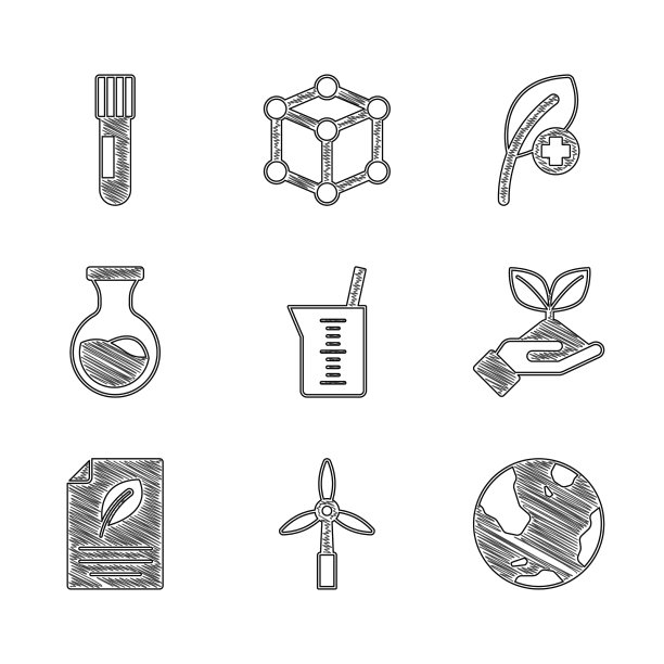 设置实验室玻璃器皿或烧杯风力涡轮机图片下载