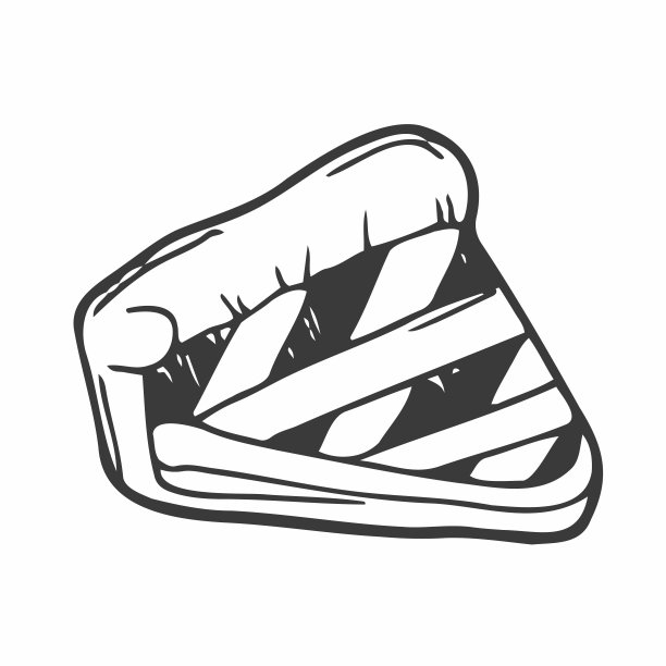 手绘矢量蛋糕片。涂鸦风格的插图。黑色轮廓孤立在白色上。设计贺卡，剪贴簿，纺织品，包装纸，咖啡馆或餐厅菜单，食品信息图表图片下载