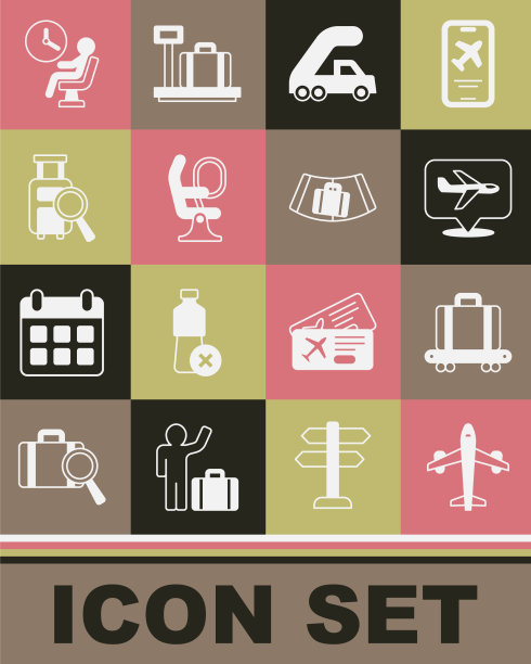 与行李箱乘客设置飞机传送带图片下载