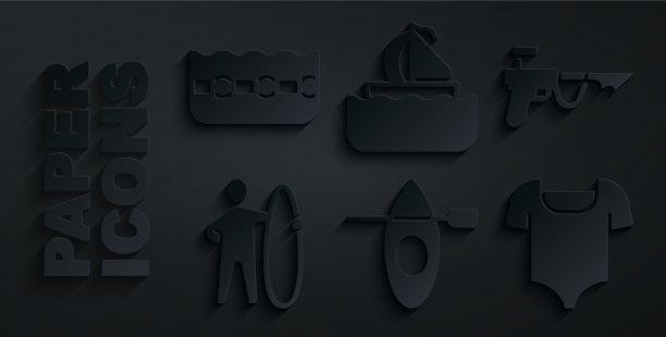 设置皮艇和桨钓鱼鱼叉冲浪板图片下载