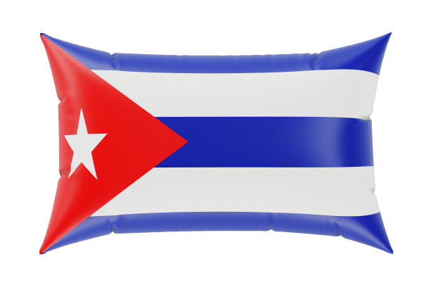 印有古巴国旗的枕头。三维渲染图片下载