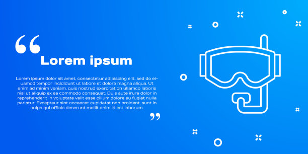 白色线潜水面具图标孤立于蓝色图片下载