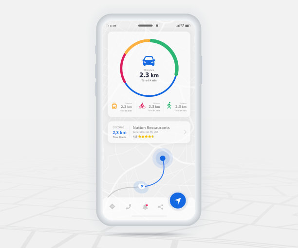 地图GPS导航app ux UI概念手机地图UI图片下载