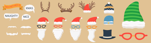 圣诞派对照相亭道具圣诞快乐图片下载