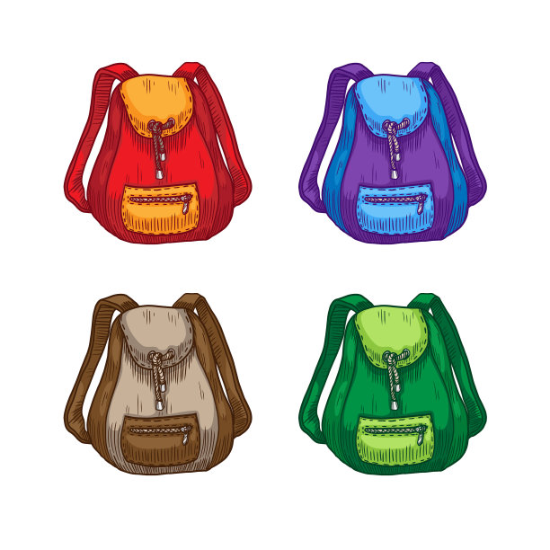 背包设置在白色背景图片下载