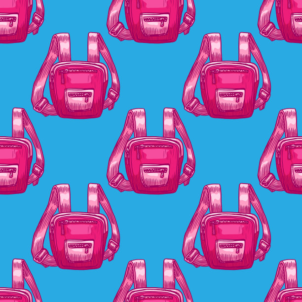 小双肩包无缝图案图片下载