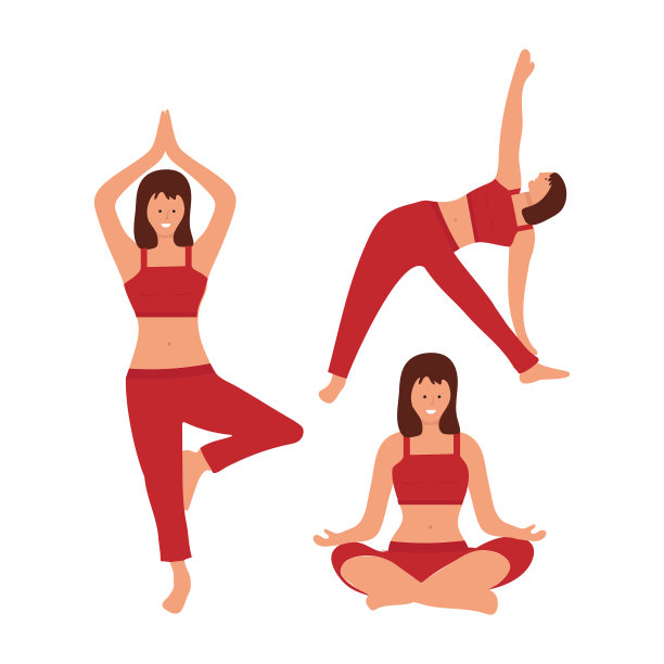 一套运动瑜伽姿势的女孩在网上使用图片下载