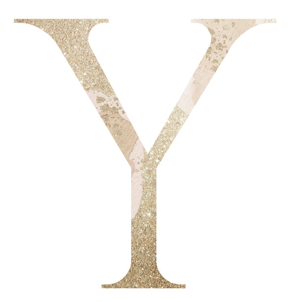 金色大写字母Y孤立的插图，闪闪发光的假日设计元素图片下载
