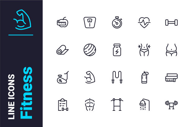 健身和健康相关的图标集图片下载