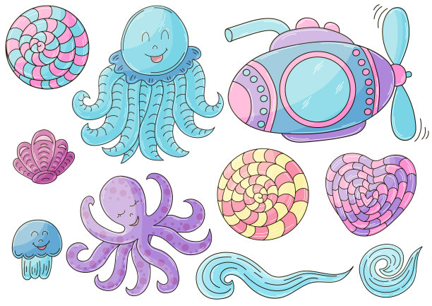 神话般的插图和设计元素。插图手绘风格图片下载