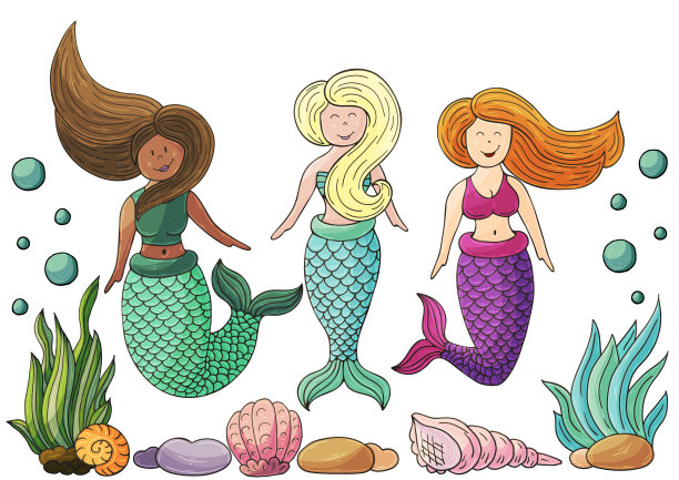 神话般的插图和设计元素。插图手绘风格图片下载