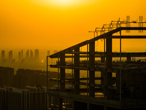 城市建筑施工鸟瞰图图片下载