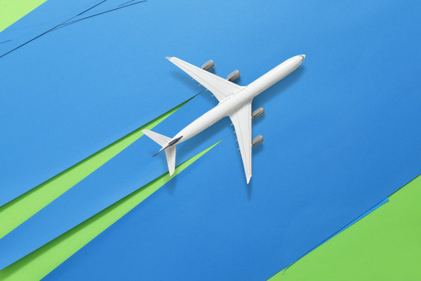 蓝色背景的客机图片下载