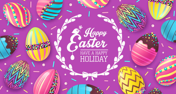节日复活节背景与复活节彩蛋图片下载