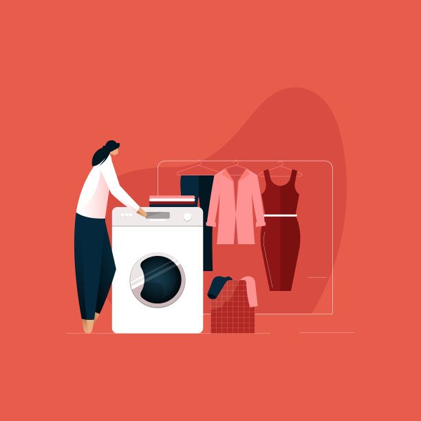 女性洗衣，洗衣服务理念，用洗衣机洗涤和烘干脏衣服图片下载